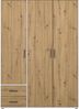 Rauch Möbel 'Voyager' Kleiderschrank, Holz, Eiche Artisan | Weiß, Zubehör Basic, Breite 140 cm | Ohne Spiegel Bild 3