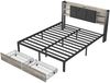 Ironwood bed 140 * 200, headboard, bed frame with lights, bed tail, double drawers, European standard charger Bild 2