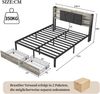 Ironwood bed 140 * 200, headboard, bed frame with lights, bed tail, double drawers, European standard charger Bild 3