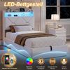 ADWOLT Polsterbett Hydraulisch Doppelbett mit LED Licht (Set, 1-tlg, 90x200 cm Stauraumbett Mit Lattenrost und Ladefunktion), 91 x 214 x 108 cm, Samt,Beige Bild 2