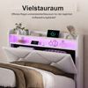 ADWOLT Polsterbett Hydraulisch Doppelbett mit LED Licht (Set, 1-tlg, 90x200 cm Stauraumbett Mit Lattenrost und Ladefunktion), 91 x 214 x 108 cm, Samt,Beige Bild 4