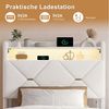ADWOLT Polsterbett Hydraulisch Doppelbett mit LED Licht (Set, 1-tlg, 90x200 cm Stauraumbett Mit Lattenrost und Ladefunktion), 91 x 214 x 108 cm, Samt,Beige Bild 3