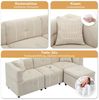 Merax 3-Sitzer Sofa Ecksofa mit abnehmbarem Fußhocker mit Stauraum, 204x126x69cm 1 Teile, L-förmiges Sofa aus Chenille,Modulares Couch mit Rückenlehne, 2 Kissen Bild 4