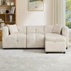 Merax 3-Sitzer Sofa Ecksofa mit abnehmbarem Fußhocker mit Stauraum, 204x126x69cm 1 Teile, L-förmiges Sofa aus Chenille,Modulares Couch mit Rückenlehne, 2 Kissen Bild 2