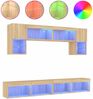 vidaXL 6-tlg. Wohnwand mit LED-Beleuchtung Sonoma-Eiche Holzwerkstoff 3216706 Bild 2