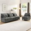 Merax 4-Sitzer Sofa, modulares trennbares Sofaset, Frei kombinierbar, mit Stauraum unter allen Sitzkissen+Schlaffunktion+Chenille-Bezug, Freie Raumgestaltung mit Wohnzimmer-Sofabett-Kombinatio, grau Bild 3