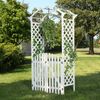 Rosenbogen Weiß mit Türen Spalier Rankhilfegitter Holz Pergola Garten Torbogen Bild 2