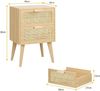 Nachttisch Rattan Holz Beistelltisch 2 Schubladen Hand Made Boho Couch Lagerung Bild 3