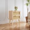 Nachttisch Rattan Holz Beistelltisch 2 Schubladen Hand Made Boho Couch Lagerung Bild 2