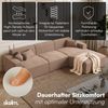 skølm 'Freki' Cloud Sofa 3 Sitzer mit Hocker, Vollschaumcouch mit Federkern und Vakuum-Kompression, kein Aufbau erforderlich, mit 3 Kissen, Cord taupe Bild 2