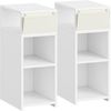 Nachttisch 2er Set, Schmal Nachttische mit 3 Offenes Fach, Beistelltisch mit Stofftaschen zur Aufbewahrung, Ideal für kleine Räume, Geeignet für Schlafzimmer, Wohnzimmer, Weiß Bild 2