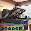 Polsterbett 160×200 cm mit Bettkasten, LED & USB/Type-C, verstellbares Kopfteil, Grau, mit Matratze Bild 5