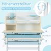 Höhenverstellbarer Kinderschreibtisch mit Neigbarer Tischplatte &Regalen &Schublade Studiertisch Blau Bild 5