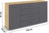 rauch Aditio Box, Kommode, 2-türig, 4 Schubladen, mit Softclose-Funktion, Farbe Grau metallic/Eiche Artisan, BxHxT 160x81x43cm Bild 4