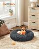 Feandrea Hundebett flauschig, Katzenbett, Donut Kissen, waschbar, Polsterung in der Mitte herausnehmbar, langer Plüsch, 60 cm Durchmesser, dunkelgrau Bild 2