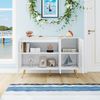 Sideboard mit 3-türiges,3D-Schnitzmuster, modernes Anrichte-Sideboard aus MDF mit melaminbeschichteter Oberfläche, mattweiß Bild 5