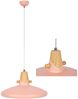 LED Hängeleuchte, pink, Metall, Holzoptik, H 150 cm Bild 5
