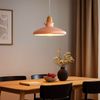 LED Hängeleuchte, pink, Metall, Holzoptik, H 150 cm Bild 2