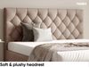 MEBLINI Polsterbett 140x200 mit Lattenrost ohne Matratze – BALEARO – Hellbraun Samt – Doppelbett mit Bettkasten - Stauraumbett - Kopfteil Bett mit Stauraum Bild 4