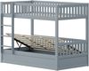 Etagenbett 90x200 cm aus Holzmaterial mit hydraulischem Stauraum, Sicherheitsleiter und Schutzgittern in Grau Bild 4