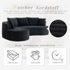 LVHOM Ecksofa L-Form, Cloud Sofa mit Tassenhalter und Seitentaschen, 3-Sitzer Sofa aus Cordstoff, kein Aufbau erforderlich, 250x152cm, Schwarz Bild 5