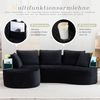 LVHOM Ecksofa L-Form, Cloud Sofa mit Tassenhalter und Seitentaschen, 3-Sitzer Sofa aus Cordstoff, kein Aufbau erforderlich, 250x152cm, Schwarz Bild 3