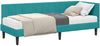 vidaXL Eckbettgestell mit Matratze mit Kopfteil 2 pcs Türkis Samt 3393886 Bild 2
