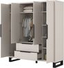 Home affaire Drehtürenschrank Bronne,Breite 191 cm, Kleiderschrank inclusive Innenausstattung Kleiderschrank, 2 Schubkästen, Metallgriffe, Garderobe Bild 4