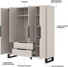 Home affaire Drehtürenschrank Bronne,Breite 191 cm, Kleiderschrank inclusive Innenausstattung Kleiderschrank, 2 Schubkästen, Metallgriffe, Garderobe Bild 3