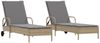 Sonnenliegen mit Auflagen 2 pcs, Gartenliege Beige Poly Rattan Bild 2