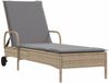 Sonnenliegen mit Auflagen 2 pcs, Gartenliege Beige Poly Rattan Bild 3