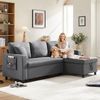 Schlafsofa mit Schlaffunktion, L-förmiges Sofa, Sofa-Chaiselongue mit Stauraum, mit Taschenaufbewahrung, Wohnzimmer-Schlafsofa, Dunkelgrau Bild 2