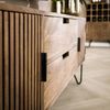 TV-Board Mangoholz massiv, modernes Lamellen Design, Braun Natur, 2 Schubladen, 2 Türen, 135 cm Bild 3