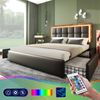 Polsterbett, PU mit LED & 4 Schubladen, 147,5x207x92–102 cm, Schwarz, ohne Matratze Bild 3