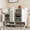 Moderner Schuhschrank 120x35x99 cm, Weiß, mit 4 Türen, Schublade & verstellbarem Regal Bild 4