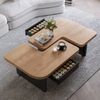 Yorbay Couchtisch 2er Set mit LED-Beleuchtung, Beistelltisch,2 Schubladen, abgerundete Ecken, für Wohnzimmer, Schlafzimmer Bild 5