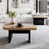 Yorbay Couchtisch 2er Set mit LED-Beleuchtung, Beistelltisch,2 Schubladen, abgerundete Ecken, für Wohnzimmer, Schlafzimmer Bild 3