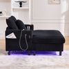 Relaxsessel 142x128x85 cm mit USB, Getränkehalter und LED-Licht – Cordstoff in Schwarz Bild 3