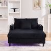 Relaxsessel 142x128x85 cm mit USB, Getränkehalter und LED-Licht – Cordstoff in Schwarz Bild 4