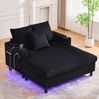 Relaxsessel 142x128x85 cm mit USB, Getränkehalter und LED-Licht – Cordstoff in Schwarz Bild 2