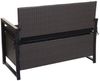 Poly-Rattan 2er Sitzbank HWC-F39, Gartenbank Truhenbank, Staufach Aufbewahrung Sitzkissen ~ grau, Kissen schwarz Bild 5