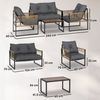 Outsunny Sitzgruppe 4 tlg. Rattan Gartenmöbel-Set mit 1 Couchtisch, 2 Sesseln, Zweisitzer, (Garten Lougen Set, 4-tlg, Gartengarnitur), für Garten, Terrasse, Stahl, Braun Bild 3