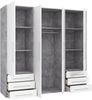 Forte 'MOKKARO' Kleiderschrank, Beton/Weiß, 206 x 200 x 53 cm Bild 4