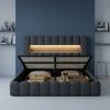 PXloue Polsterbett Doppelbett Jugendbett (ohne Matratze), Stauraumbett, Bettkasten, LED-Beleuchtung, USB-Anschluss, 180x200 cm Bild 2
