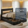 PXloue Polsterbett Doppelbett Jugendbett (ohne Matratze), Stauraumbett, Bettkasten, LED-Beleuchtung, USB-Anschluss, 180x200 cm Bild 3