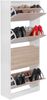 Wohnling Schuhkommode, Schuhschrank mit 4 Fächern zum Klappen, für 24 Paar, Weiß / Eiche Bild 2