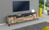 Dmora TV-Schrank Abina, niedriges Wohnzimmer-Sideboard mit 2 Türen, Fernsehständer-Basis, 100 % Made in Italy, 200 x 40 x 47 cm, Schiefer und Ahorn, Bild 2