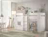 RENO Halbhohes Spielbett 90x200 inkl. Vorhangset MDF Creme-Weiß Bild 2