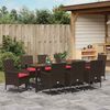 vidaXL Tisch- und Stuhlset mit Kissen 9 pcs Braun PE-Rattan 3379827 Bild 4