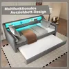Schlafsofa mit LED-Streifen, Lattenrost und Ausziehbett, 90x200cm, Polsterbett, Einzelbett, Jugendbett, Leinenbezug Bild 4